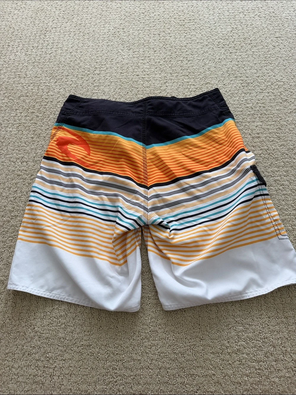 Rip Curl Men’s Orange, Teal & White Striped Board Shorts